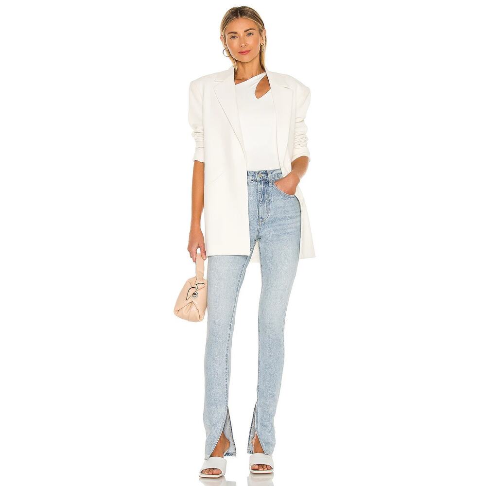 WeWoreWhat Stiletto Slit Jean in Studio Size 30 Light Wash High Rise Rigid Denim